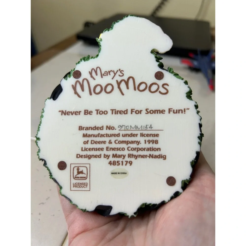 Marys MooMoos Never Be Too Tired For Some Fun‎ Cow Tractor Figurine Enesco 1998